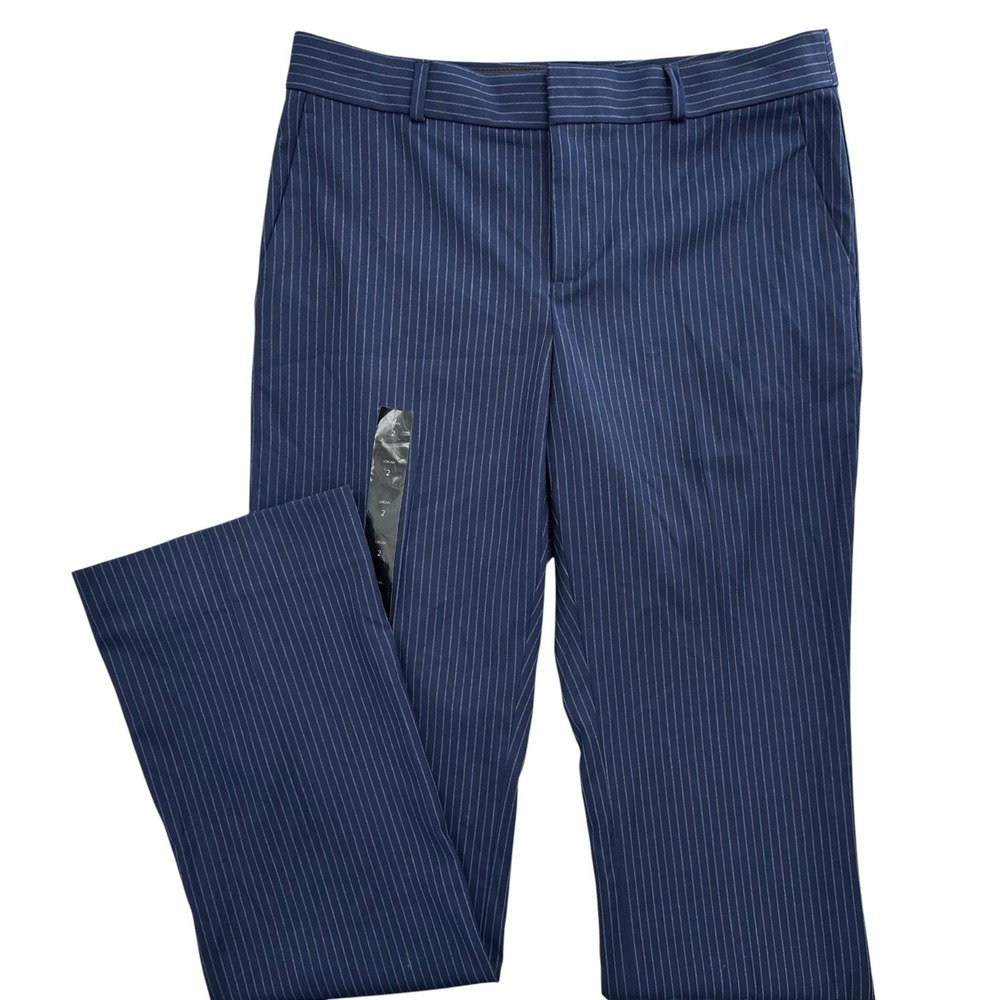 Banana Republic Logan Dress Pants Navy Blue Pinstripe Straight Leg Women's 2 NWT